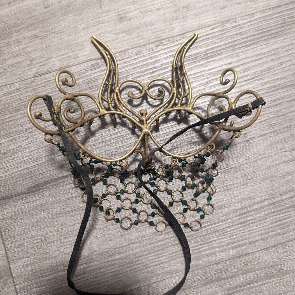 Vintage Handmade Brass Medieval Victorian Party Mask